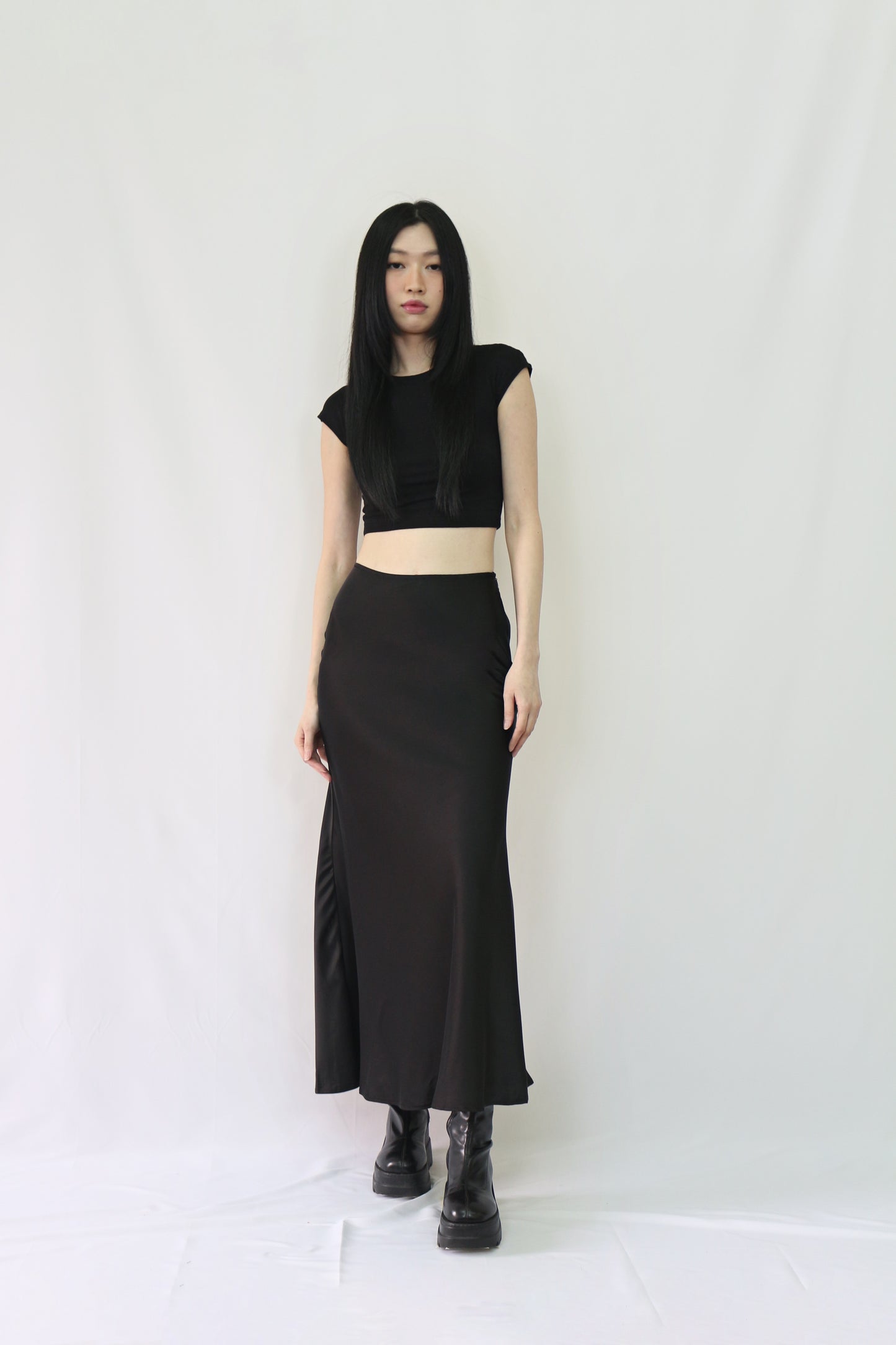 Satin Skirt in Black