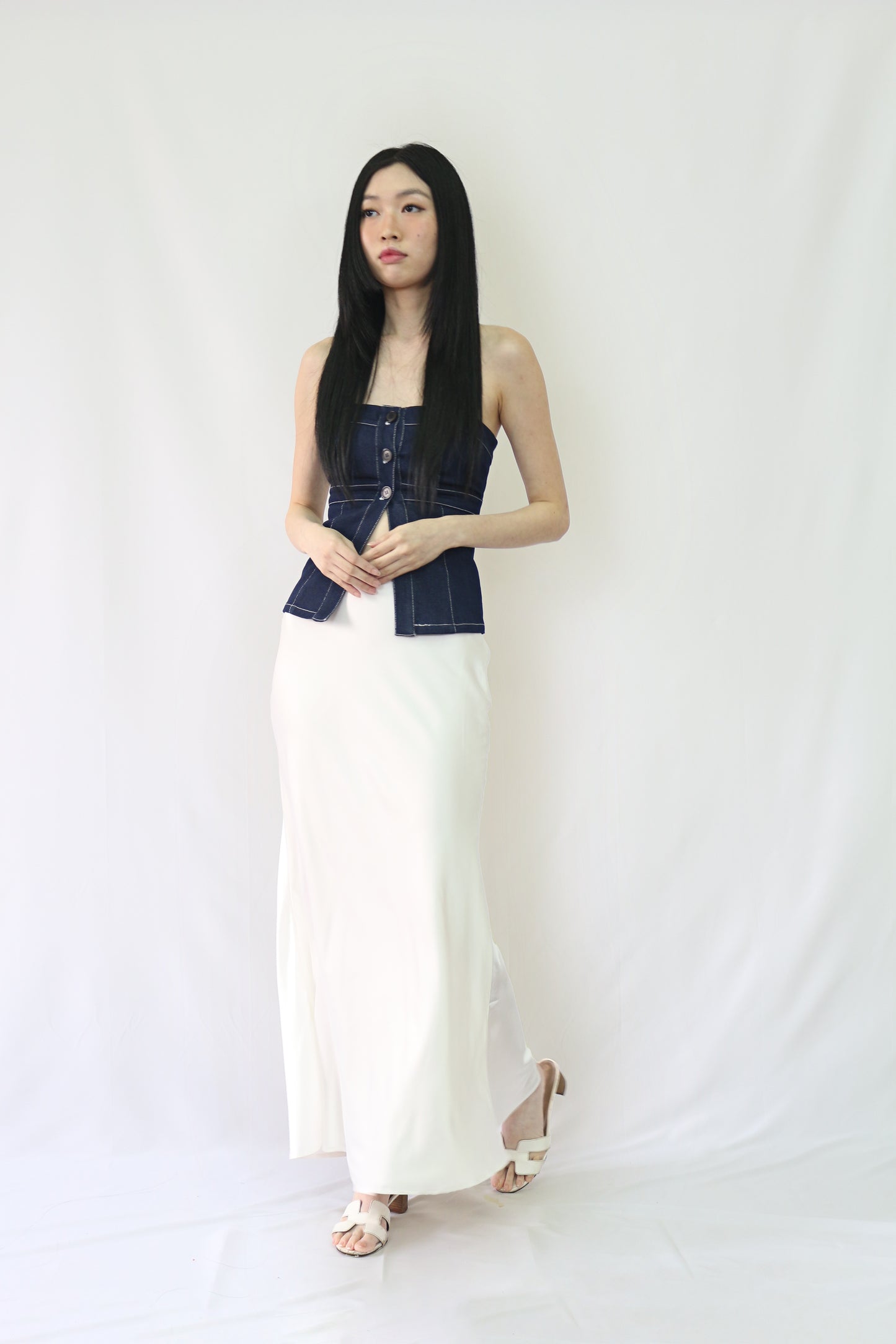 Satin Skirt in White