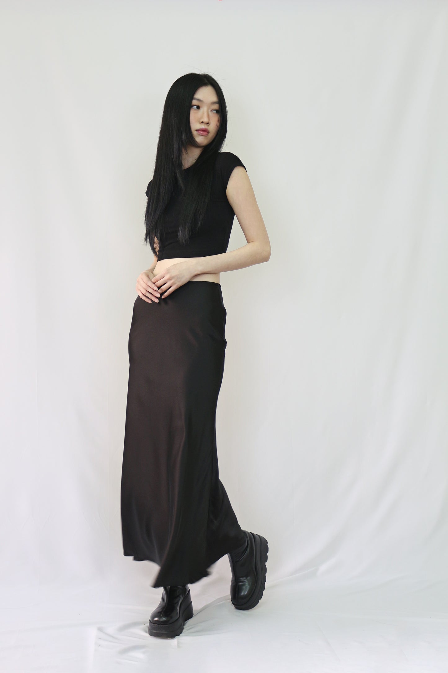 Satin Skirt in Black