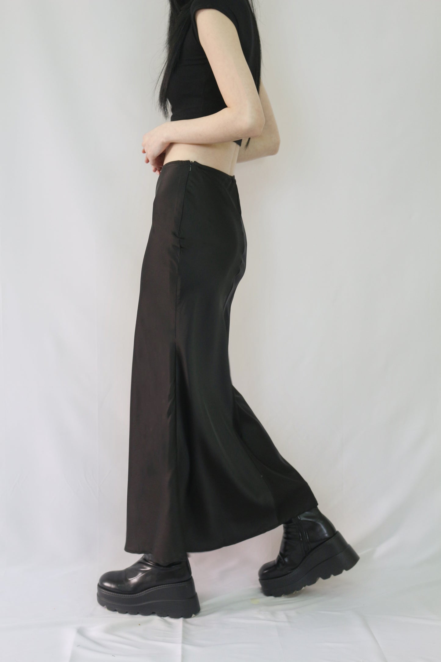 Satin Skirt in Black