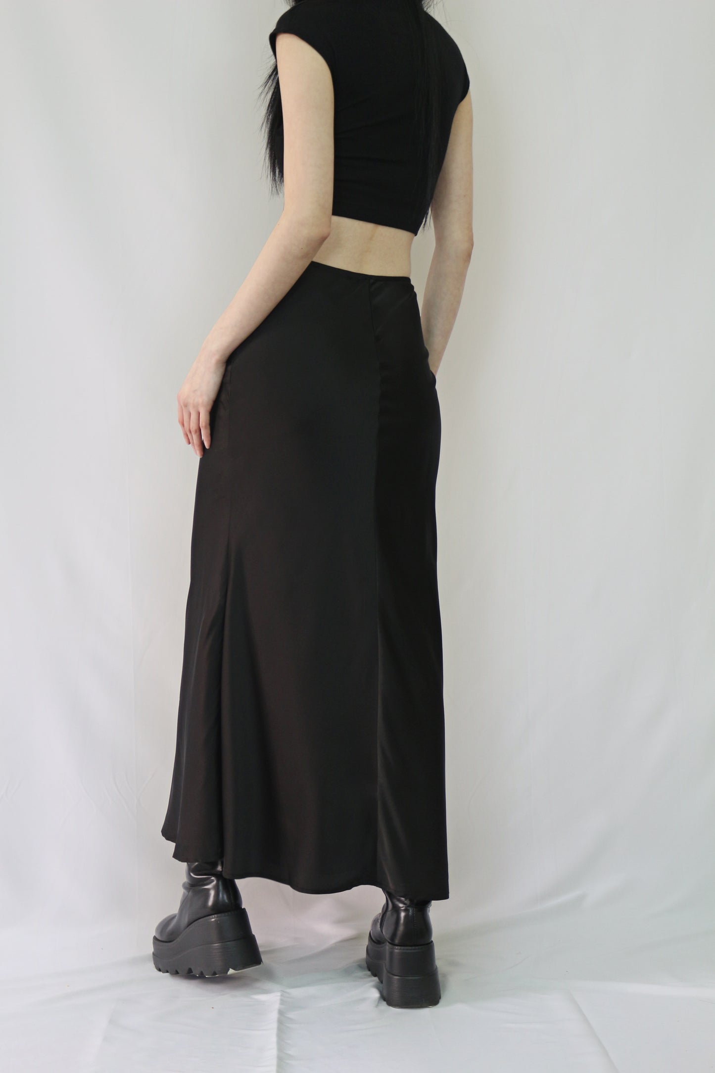 Satin Skirt in Black