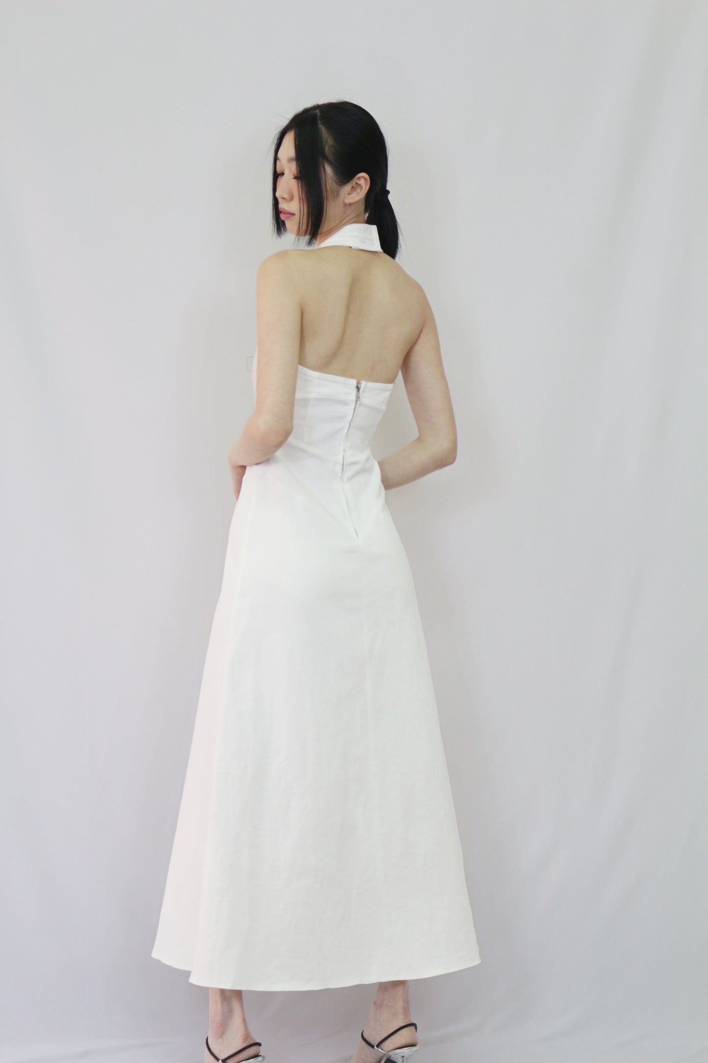 Denim Dress in White