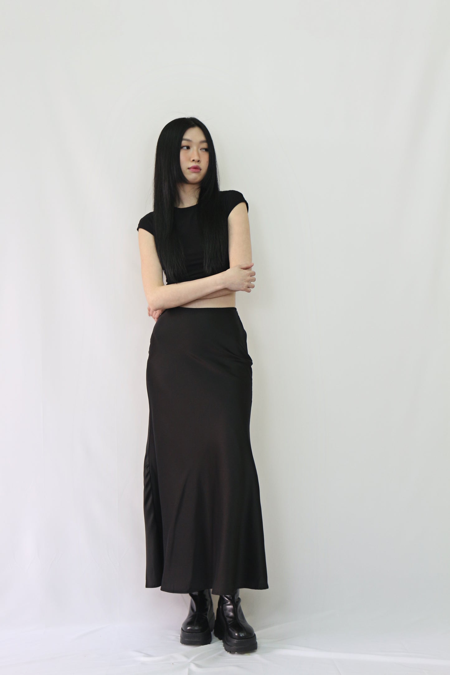 Satin Skirt in Black